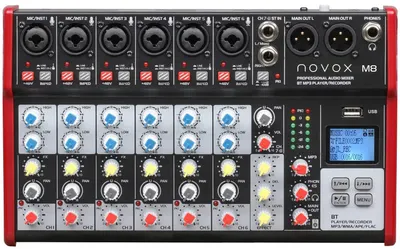Mixer audio Novox - M8 MKII, negru/roșu