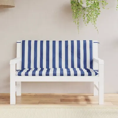 Gossi perne banca gradina, 2 buc., albastru&alb, 120x50x7 cm, textil