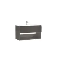 Set dulap baie suspendat 1 sertar Gala Daily cu lavoar inclus, 100 cm, antracit lucios