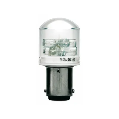 Led Bulb, Ba15d Fitting, Red, 12vac/dc