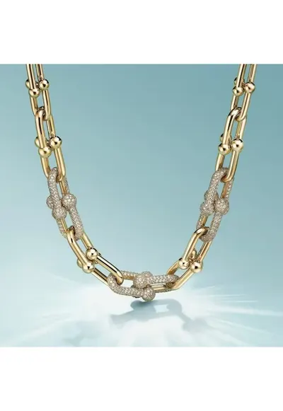 Colier Tifany Diamond Chain - placat cu aur 14K - cristale Zirconia - 45cm