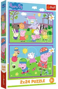 Puzzle pentru copii Trefl din 2 x 24 piese - Peppa Pig pe terenul de joacă