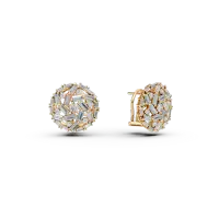 Cercei on ear din aur galben cu diamante baguette si rotunde de 1.4ct