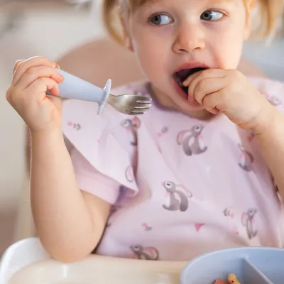 Set tacamuri pentru copii, lingurita si furculita din inox Babyono Roz