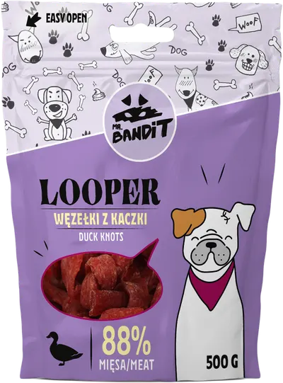 Recompense pentru caini Mr. Bandit LOOPER, rata, 500g
