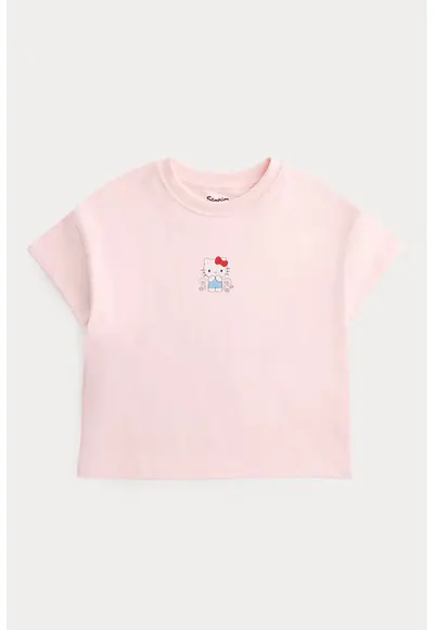 Tricou din bumbac cu design grafic - Roz deschis