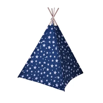 Cort teepee albastru, Koopman, model stele albe, 115x115x160 cm