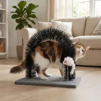 Ansamblu de joacă, cu șoricel, pentru pisici, 34x34x25 cm, colecția Pets, culoarea negru