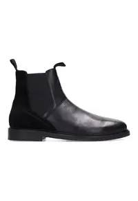 Ghete Chealsea de piele si piele intoarsa - Negru