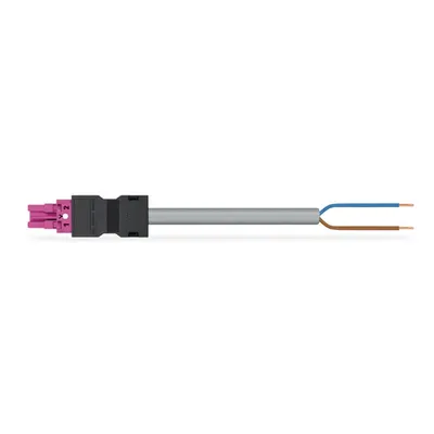 pre-assembled connecting cable; Socket/open-ended; 2-pole; Cod. B; Control cable 2 x 1.0 mm²; 6 m; 1,00 mm²; pink
