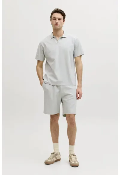 Tricou polo din amestec de bumbac - Gri marmorat