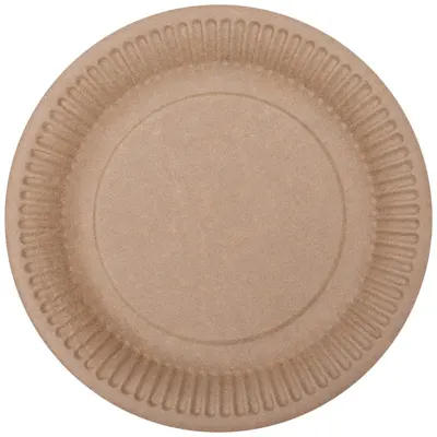 Farfurii Biodegradabile, Compostabile de Carton, Rotunde, Kraft, 18 cm, 12 buc