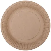 Farfurii Biodegradabile, Compostabile de Carton, Rotunde, Kraft, 18 cm, 12 buc