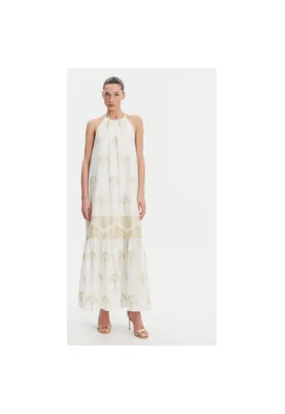 Rochie de vara dama P25CPAB02601 - Bumbac/Poliester - Alb - Alb