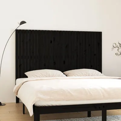 vidaXL Tăblie de pat pentru perete, negru, 185x3x110 cm lemn masiv pin
