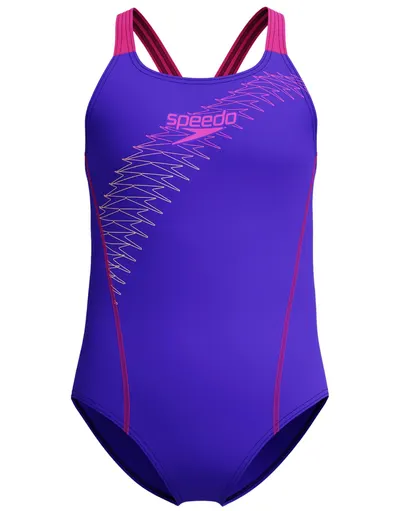 Costum inot fete Speedo Medley Logo Medalist mov – rezistent la clor
