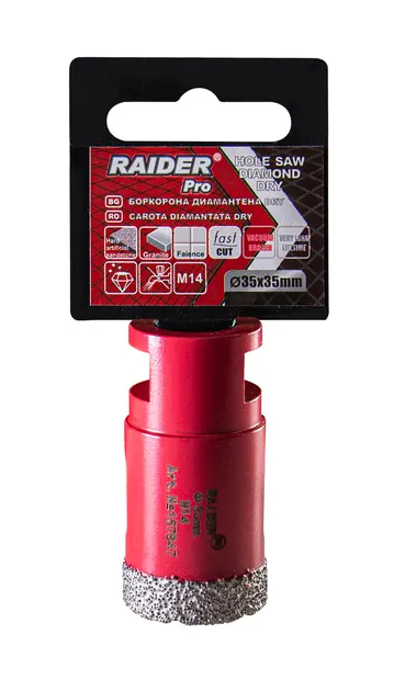 Carotă diamantată Raider - Diamond Dry, 35 mm, M14
