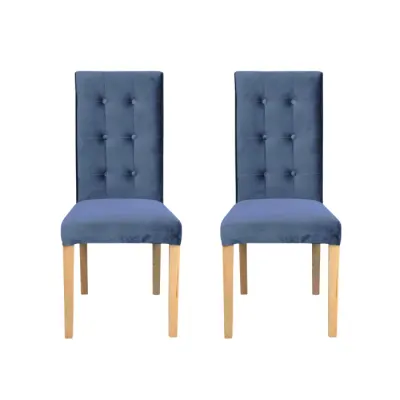 Set 2 scaune living TEO LUX, picioare lemn natur, stofa albastru deschis, 46x60x98 cm