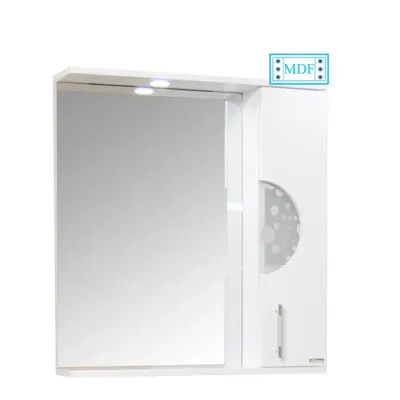 Dulap baie suspendat seria 178 cu oglinda, front MDF, montat, alb, 65x71 cm