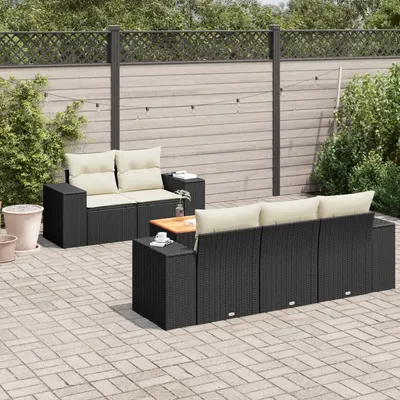 Gossi set mobilier de gradina cu perne, 6 piese, negru, poliratan