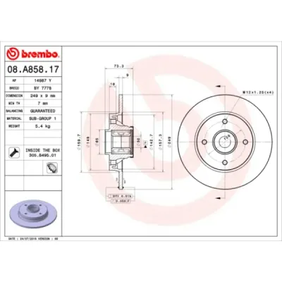 Disc frana BREMBO 08.A858.17