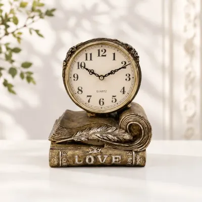 Ceas de masa decorativ vintage pentru living dormitor birou 22 x 16 cm