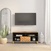 Gossi dulap tv, maro si negru, 100x33,5x46 cm, lemn masiv de mango