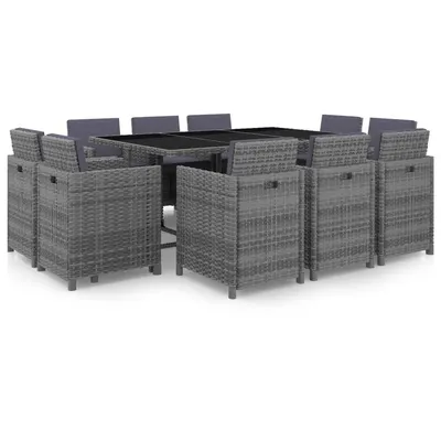 Gossi set mobilier de exterior cu perne, 11 piese, gri, poliratan