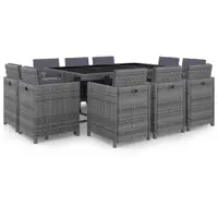 Gossi set mobilier de exterior cu perne, 11 piese, gri, poliratan
