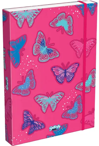 Cutie cu elastic Lizzy Card Pink Butterfly - 33 x 24 x 5 cm