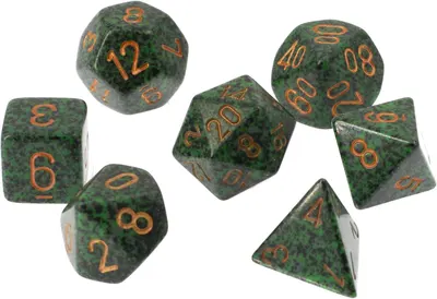 Set de zaruri Chessex Speckled Golden Recon Polyhedral (7 buc.)