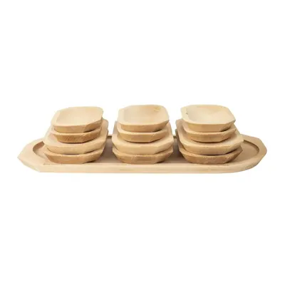 Platouri din Lemn de Fag pentru Servire, 55 x 22 x 2.5 cm, 13 Bucati