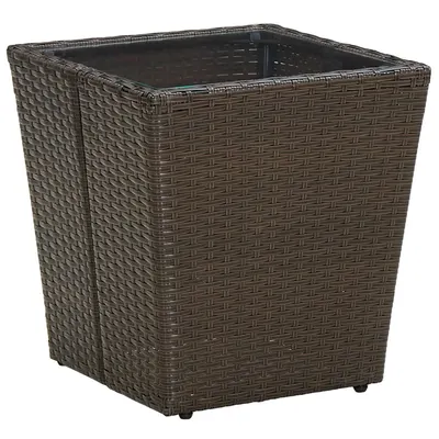 vidaXL Masă de ceai, maro, 41,5x41,5x44 cm poliratan/sticlă securizată