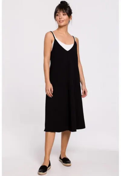 Rochie in straturi cu bretele - - Negru