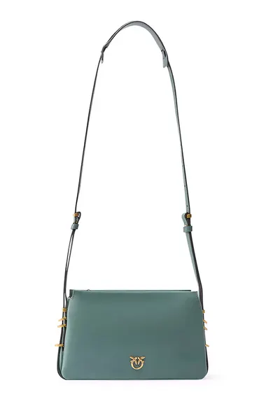 Geanta crossbody de piele Triplet Mini - Verde aquamarin
