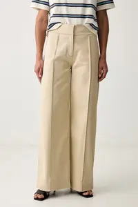 BOSS Orange pantaloni wide leg pentru femei din bumbac cu elastan C_Tawide