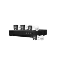 Sistem supraveghere exterior basic HikVision, 4 camere, 5 MP, IR 30 m, lumina alba 20 m, 2.8 mm, microfon