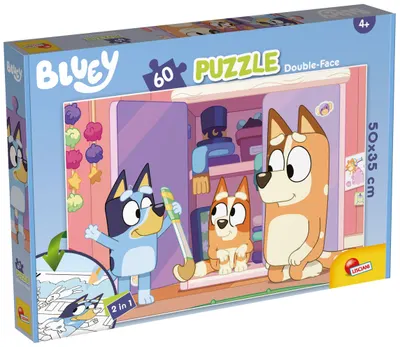 Puzzle cu două fețe Lisciani de colorat din 60 piese - Bluey