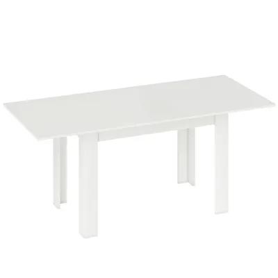 HOMCOM Masă de sufragerie extensibilă, masă de bucătărie dreptunghiulară, pentru 6-8 persoane, 140-180 x 80 cm, alb | Aosom Romania