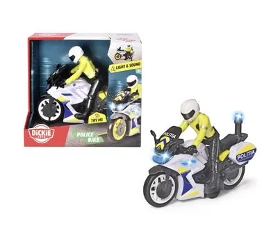 Motocicleta Politie Dickie Toys 17 cm, cu lumini si sunete