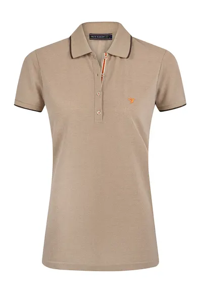 Tricou polo din amestec de bumbac - Maro camel