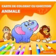 Carte de colorat cu ghicitori. Uneste punctele. Animale