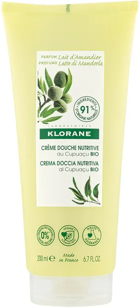 Klorane Cupuacu Cremă de dus hrănitoare cu lapte de migdale, 200 ml