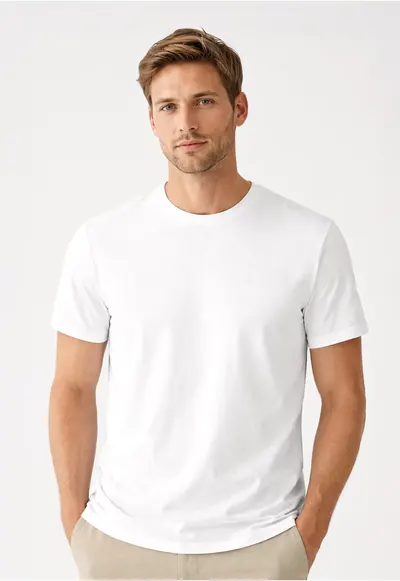 Tricou uni din bumbac - Comfort Fit - barbati - T-Indu - alb
