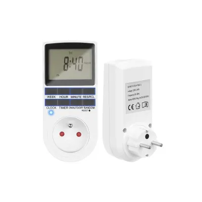 Temporizator digital universal, modul 12/24h, 8 butoane, panou control, 6x8x13 cm, alb