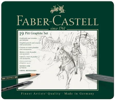 Set de creioane Faber-Castell Pitt Graphite - 19 bucăți, în cutie metalică