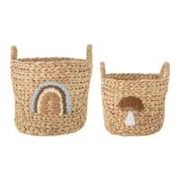 Coșuri de jucării pentru copii în culoare naturală 2 buc. din zambilă de apă ø 32x32 cm Agnes – Bloomingville Mini