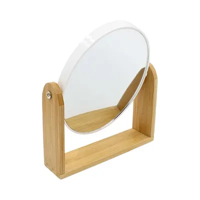 Oglindă machiaj ovală, Eleganza, 15 x 18 cm, culoarea alb