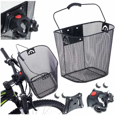 Cos bicicleta frontal din aluminiu, dimensiune 34.5 x 25 cm, Ikonka Black