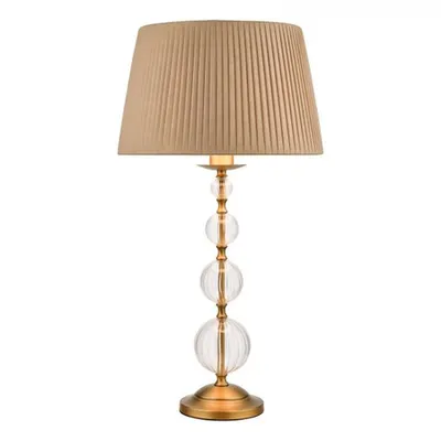 Veioza Lyzette Table Lamp Aged Brass Ribbed Glass With Shade
